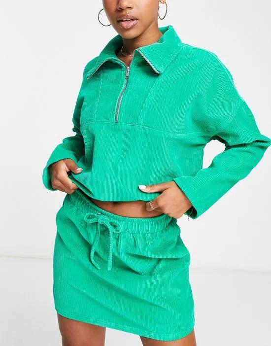 cord pull on skirt in green - part of a set