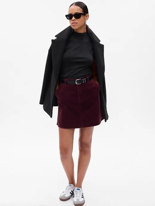 Corduroy Mini Skirt with Washwell