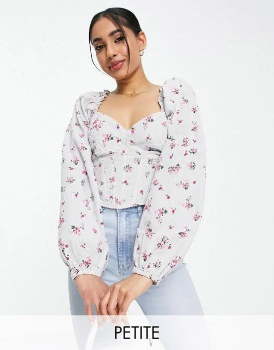 corset detail top in floral print