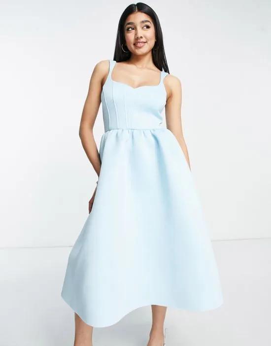 corset midi prom dress in pale blue