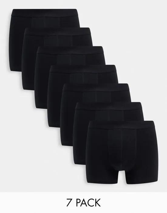 cotton blend 7 pack trunks in black - BLACK