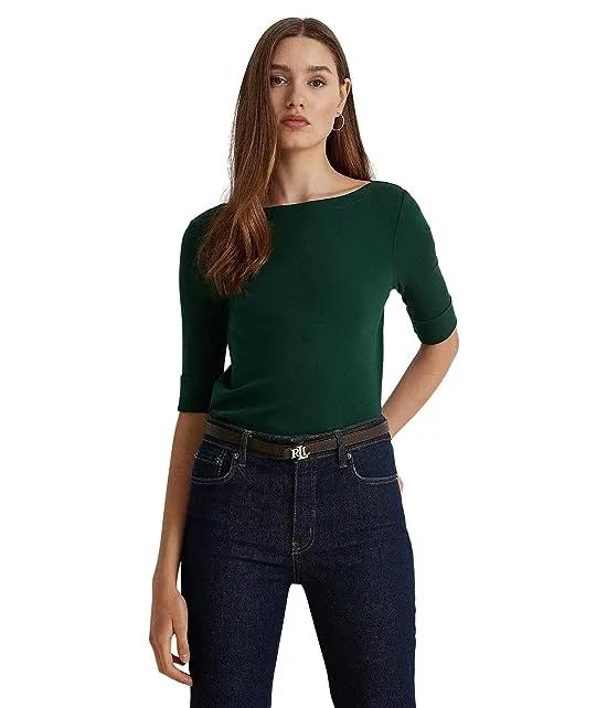 Cotton-Blend Boatneck Top