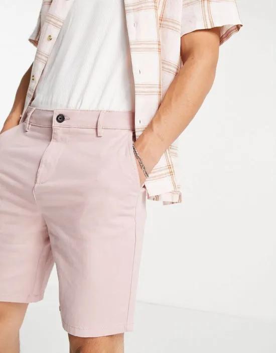 cotton blend slim chino in pink