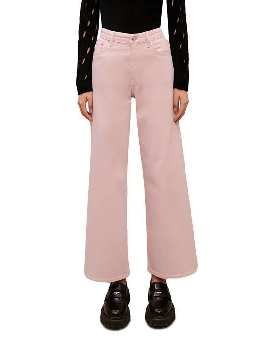 Cotton Blend Wide Leg Jeans in Parma Viol