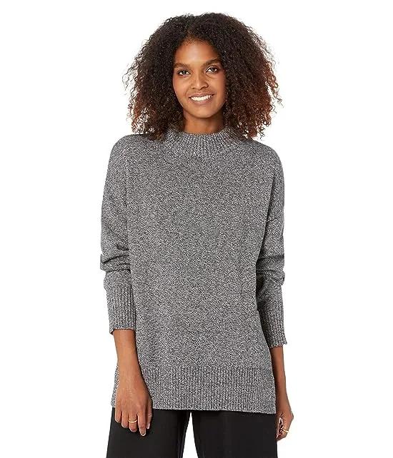Cotton Cashmere Mock Neck Sweater with Side Pockets