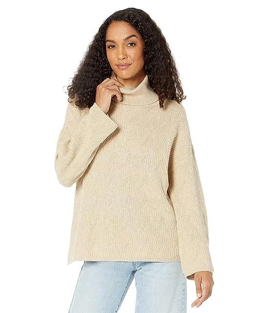 Cotton Cashmere Textured Sweater with Wide Sleeves