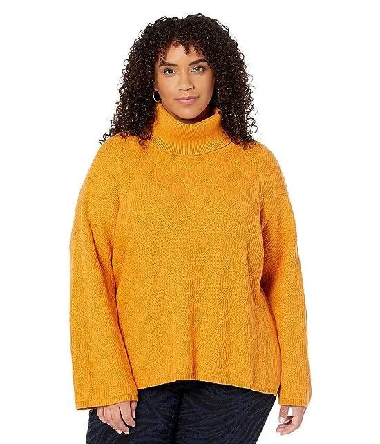 Cotton Cashmere Textured Sweater with Wide Sleeves