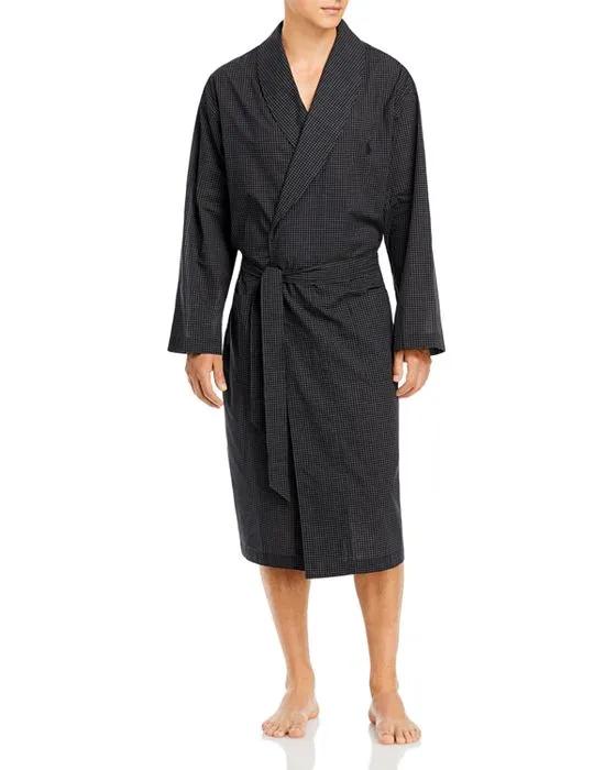 Cotton Check Shawl Collar Robe
