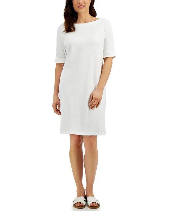 Cotton Cuffed-Sleeve Dress, Created for Macy's