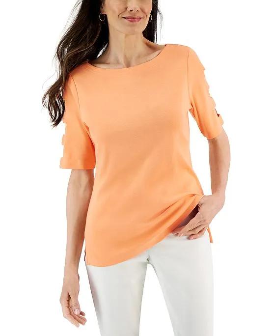 Cotton Cutout-Sleeve Top, Created for Macy's