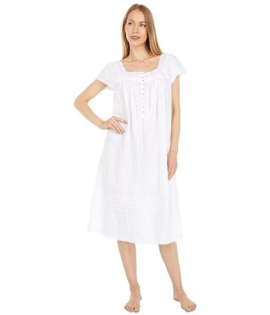 Cotton Dobby Stripe Woven Short Sleeve Short Gown