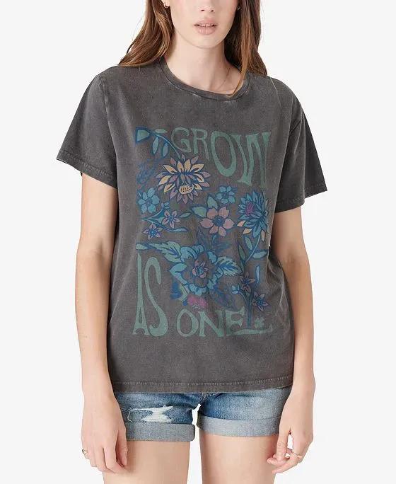 Cotton Floral-Graphic Boyfriend T-Shirt