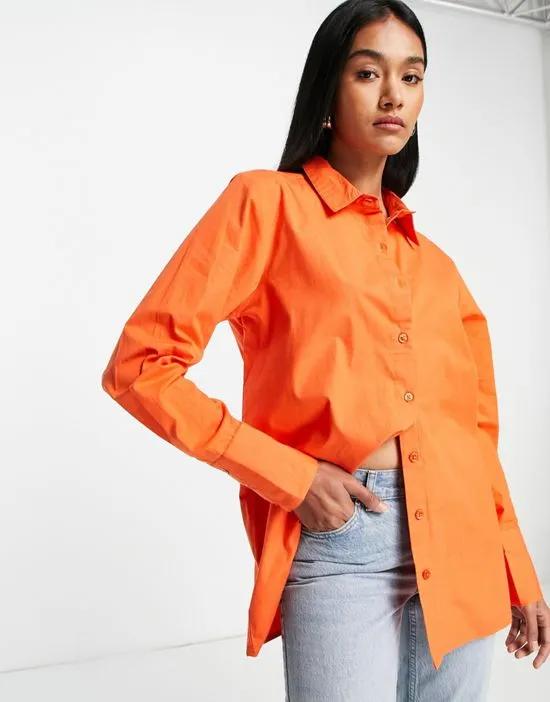 cotton oversized shirt in orange