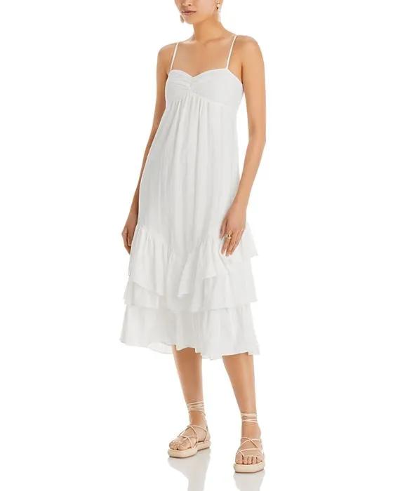 Cotton Ruffled Hem Midi Dress - 100% Exclusive