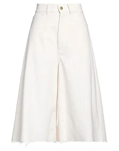 Cream Cotton twill Cropped pants & culottes