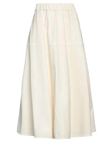 Cream Cotton twill Midi skirt