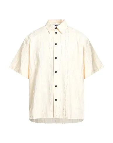 Cream Jacquard Solid color shirt