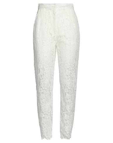 Cream Lace Casual pants