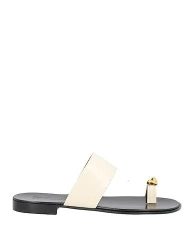Cream Leather Flip flops