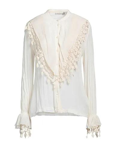 Cream Pile Solid color shirts & blouses