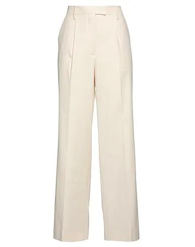 Cream Plain weave Casual pants