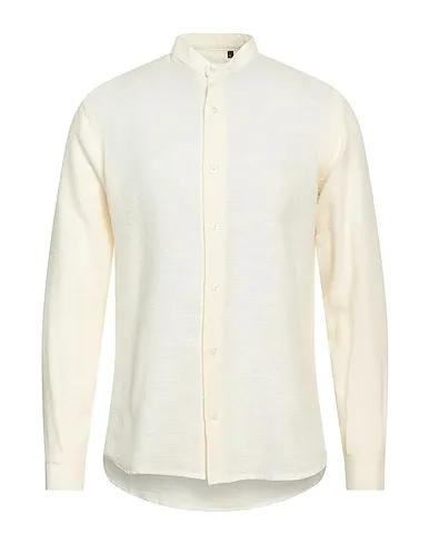 Cream Plain weave Linen shirt