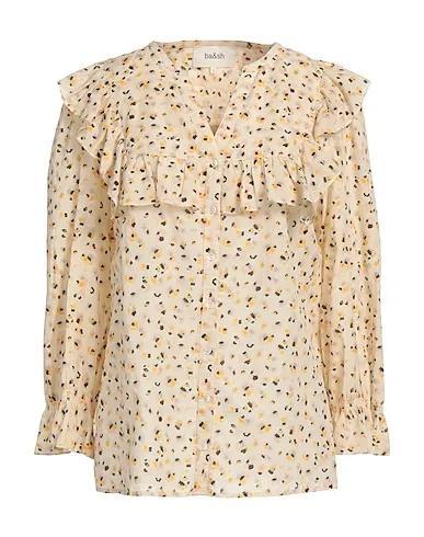 Cream Plain weave Patterned shirts & blouses