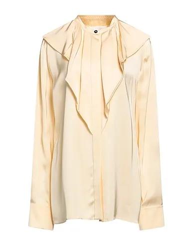Cream Satin Solid color shirts & blouses