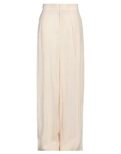 Cream Silk shantung Casual pants