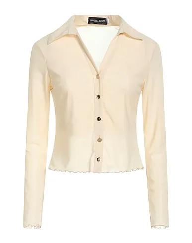 Cream Tulle Solid color shirts & blouses