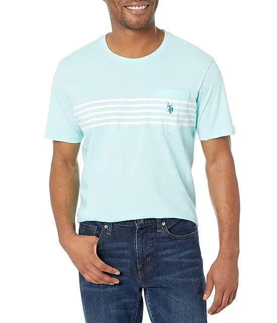 Crew Neck Chest Stripe Pocket Tee