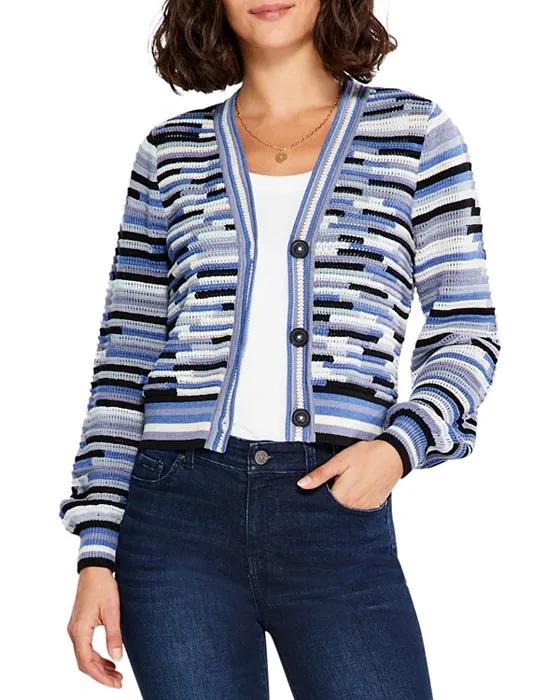 Crochet Blues Stripe Cardigan