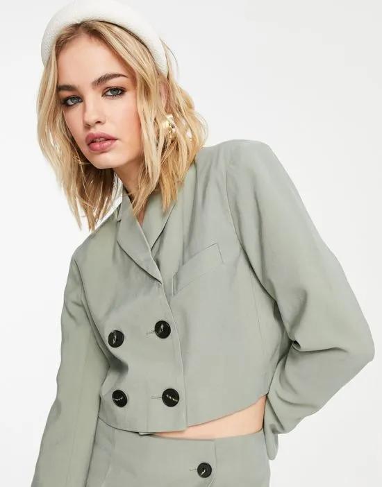 crop blazer in sage - part of a set