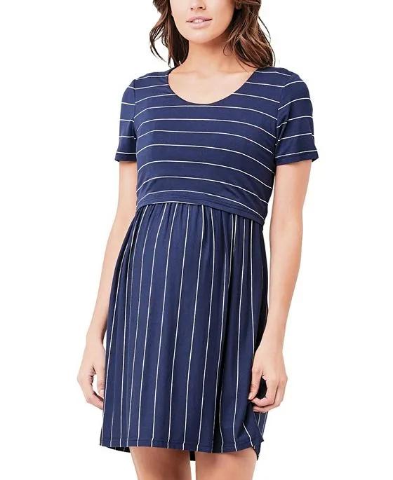 Crop Top Stripe Nursing Dress