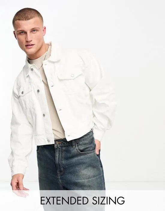 cropped denim jacket in white