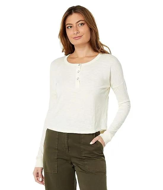 Cropped Henley Long Sleeve
