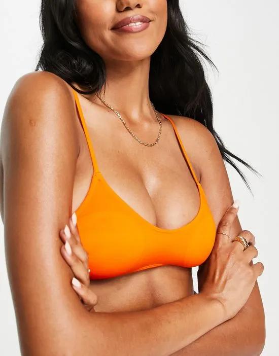 cross back bikini top in orange - ORANGE