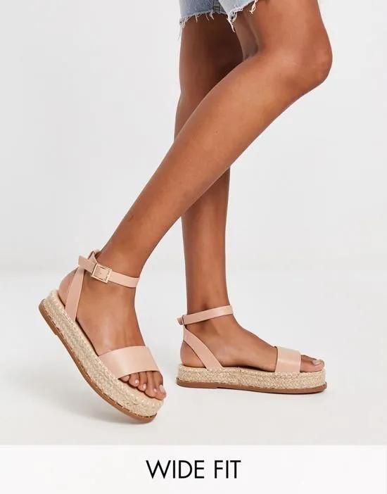 cross strap flatform espadrille sandals in natural