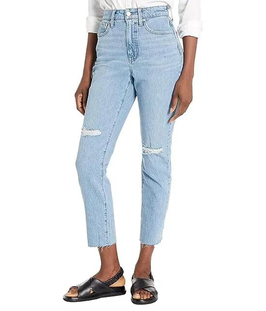 Curvy Perfect Vintage Jeans with Rips and Raw Hem in Bradwell Wash