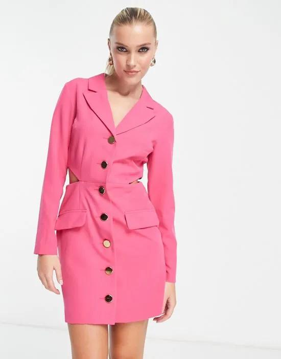 cut-out tailored dress in pink