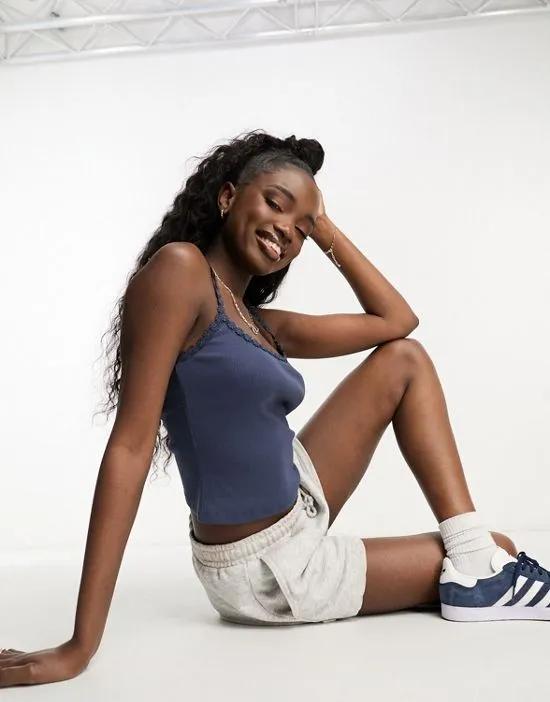 daisy trim rib tank in navy