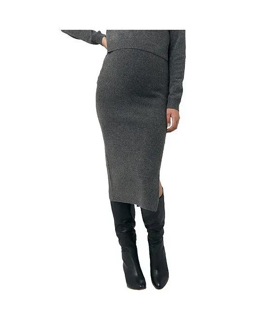 Dani Knit Midi Skirt Charcoal Marle