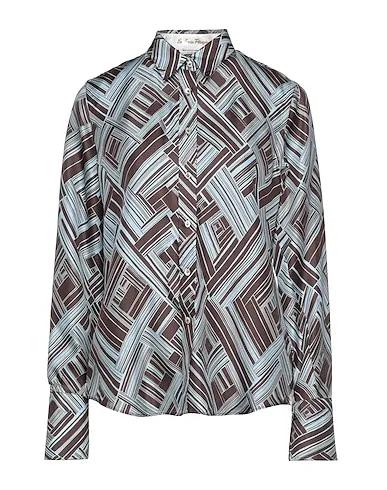 Dark brown Cotton twill Patterned shirts & blouses