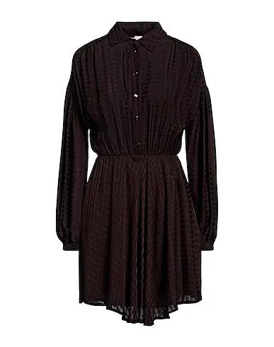 Dark brown Jacquard Short dress