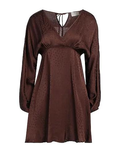 Dark brown Jacquard Short dress