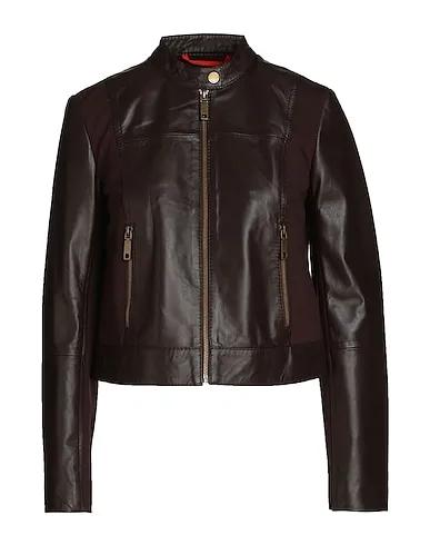 Dark brown Jersey Biker jacket