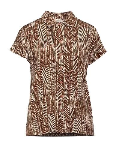 Dark brown Jersey Patterned shirts & blouses