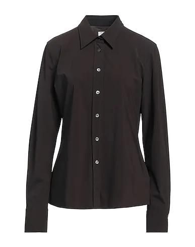 Dark brown Jersey Solid color shirts & blouses