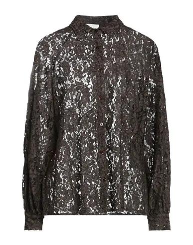 Dark brown Lace Lace shirts & blouses