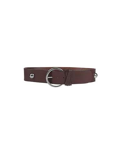 Dark brown Leather High-waist belt